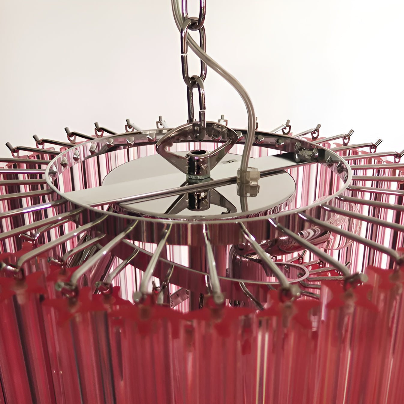 Spiral Prism Glass Chandelier - ∅ 15.7″ x H 39.4″Pink & NickelBlushlighting