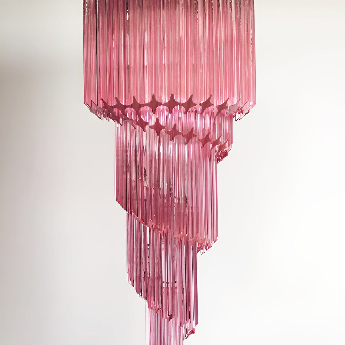 Spiral Prism Glass Chandelier - ∅ 15.7″ x H 39.4″Pink & NickelBlushlighting