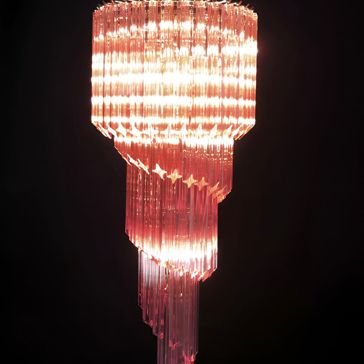 Spiral Prism Glass Chandelier - ∅ 15.7″ x H 39.4″Pink & NickelBlushlighting