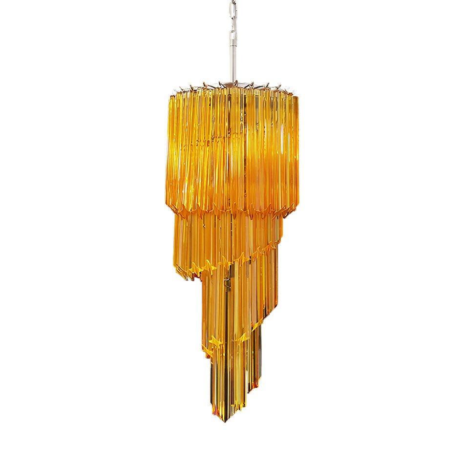 Spiral Prism Glass Chandelier - ∅ 15.7″ x H 39.4″Amber & NickelBlushlighting