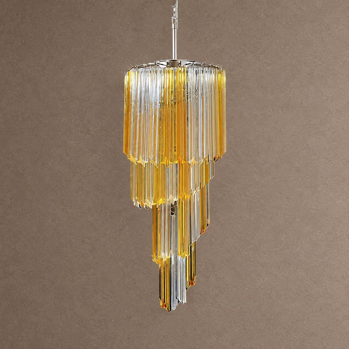 Spiral Prism Spiral Chandelier - ∅ 15.7″ x H 39.4″Pink & NickelBlushlighting
