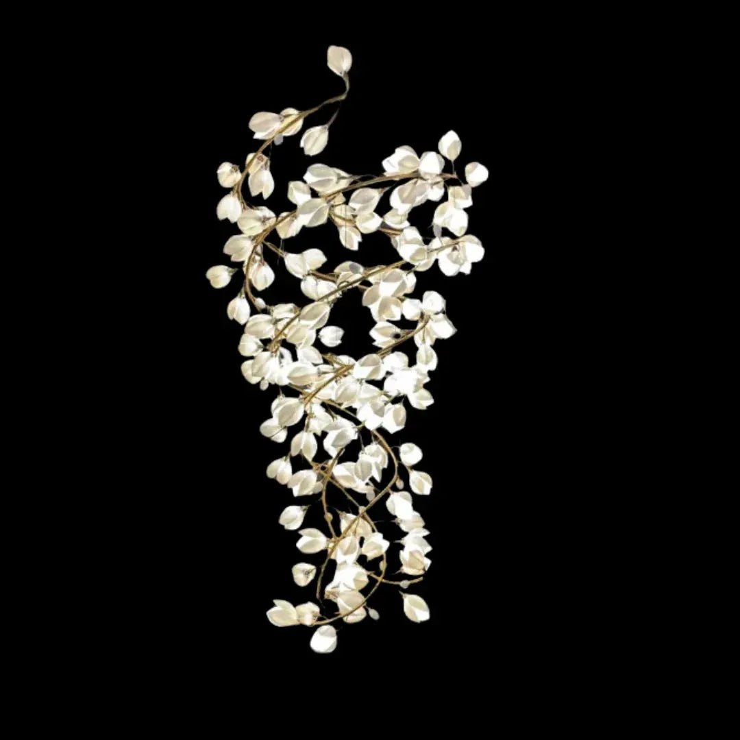 Spiral Pure White Magnolia Chandelier with Golden Branches for Staircase/High - ceiling Space/Foyer/ Duplex - D31.5"*H70.9"/57.9KgWarm LightBlushlighting
