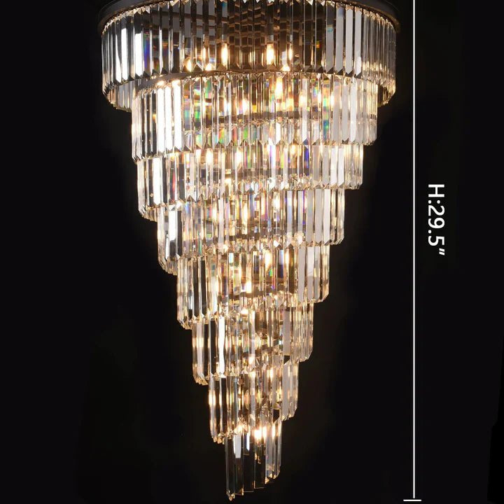 Spiral Tiered Crystal Chandelier in Black Finish - D19.7"*H25.6"Warm LightBlushlighting