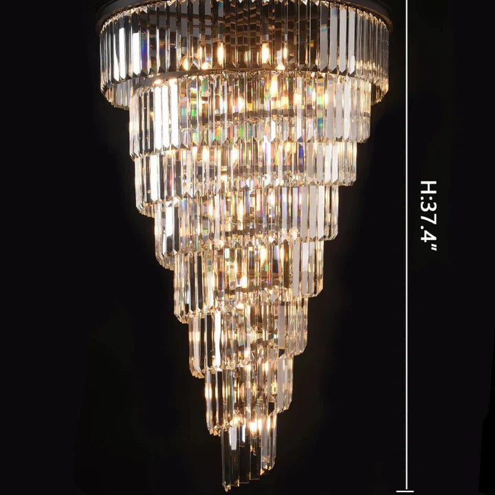 Spiral Tiered Crystal Chandelier in Black Finish - D19.7"*H25.6"Warm LightBlushlighting