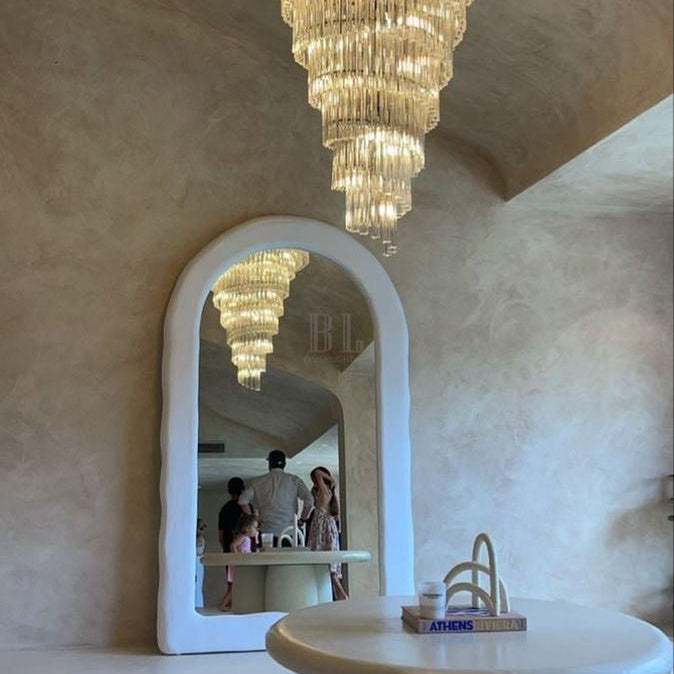 Spiral Tiered Crystal Chandelier in Black Finish - D19.7"*H25.6"Warm LightBlushlighting