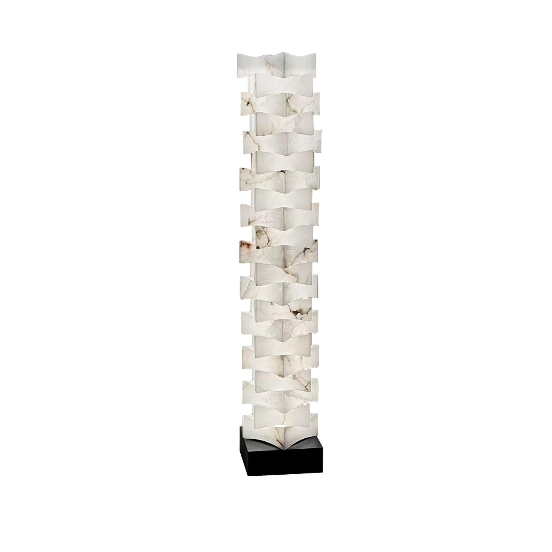 Stacked Alabaster Squares Floor Lamp - L 11 " x W 7.1 " x H 63 " / L 28cm x W 18cm x H 160cmWarm LightUS PlugBlushlighting