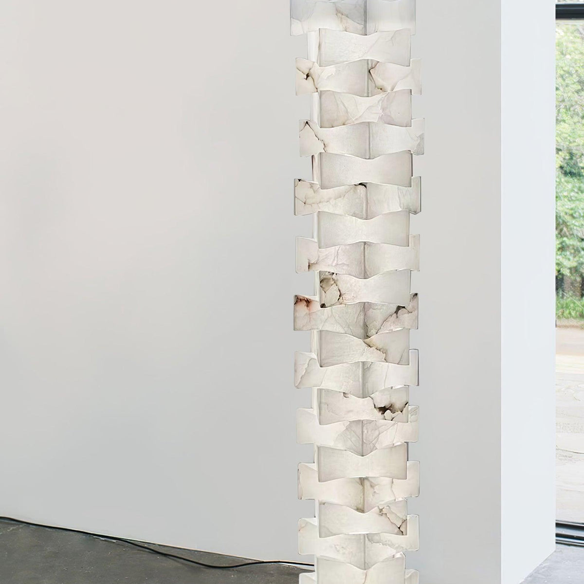Stacked Alabaster Squares Floor Lamp - L 11 " x W 7.1 " x H 63 " / L 28cm x W 18cm x H 160cmWarm LightUS PlugBlushlighting