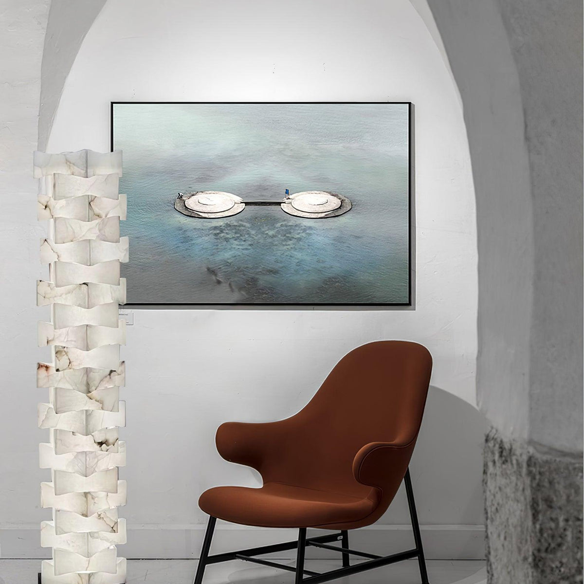 Stacked Alabaster Squares Floor Lamp - L 11 " x W 7.1 " x H 63 " / L 28cm x W 18cm x H 160cmWarm LightUS PlugBlushlighting