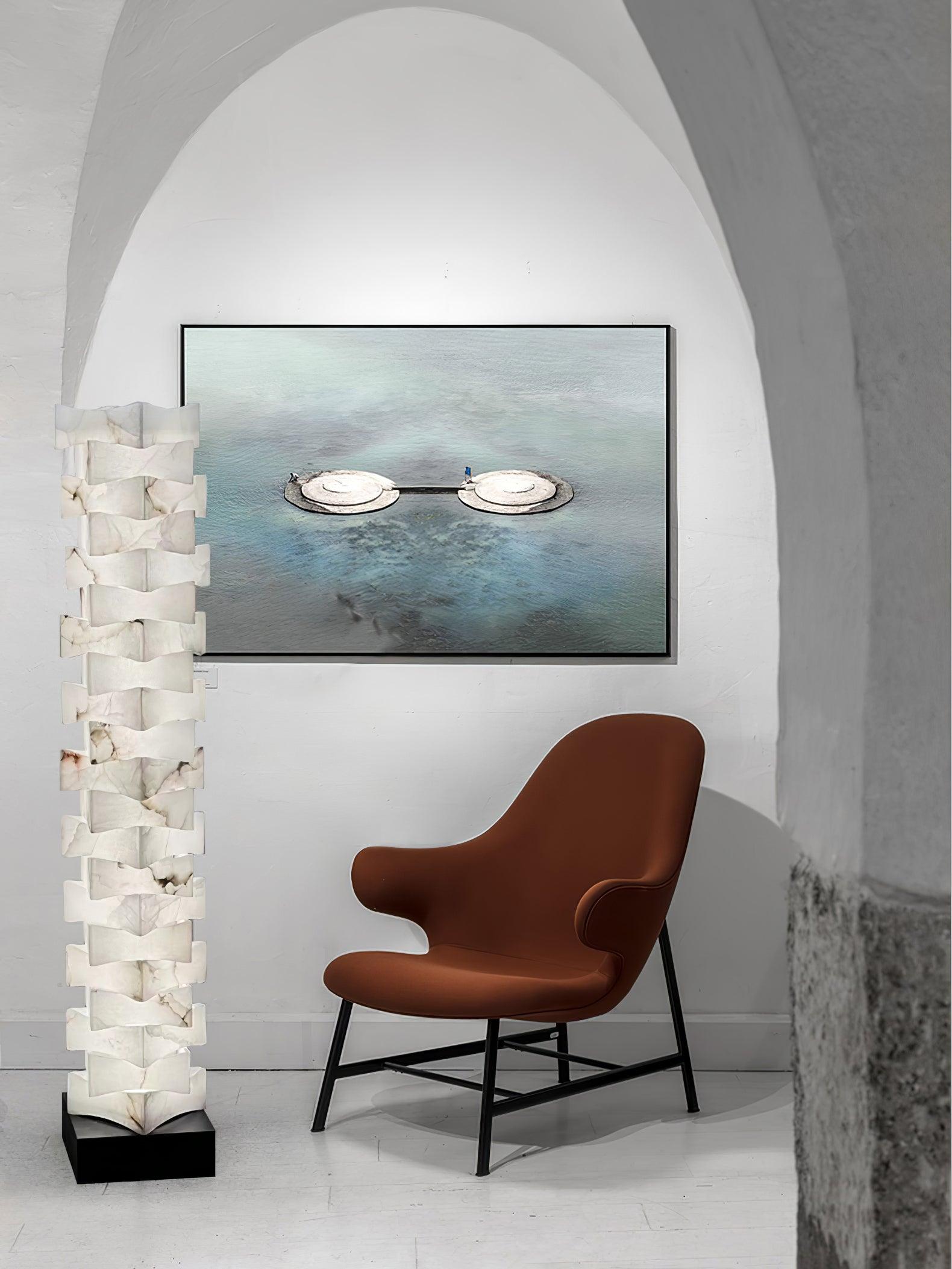 Stacked Alabaster Squares Floor Lamp - L 11 " x W 7.1 " x H 63 " / L 28cm x W 18cm x H 160cmWarm LightUS PlugBlushlighting