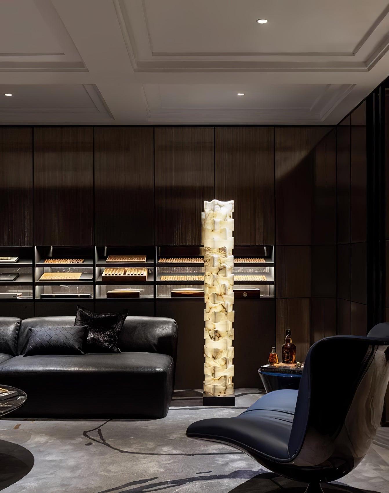 Stacked Alabaster Squares Floor Lamp - L 11 " x W 7.1 " x H 63 " / L 28cm x W 18cm x H 160cmWarm LightUS PlugBlushlighting