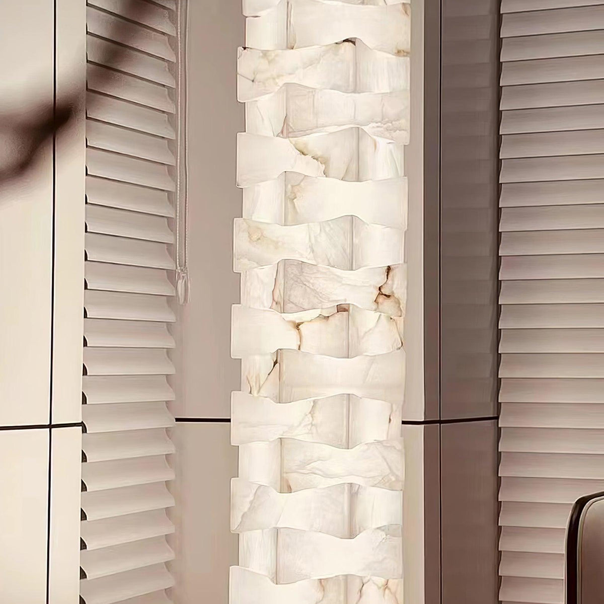Stacked Alabaster Squares Floor Lamp - L 11 " x W 7.1 " x H 63 " / L 28cm x W 18cm x H 160cmWarm LightUS PlugBlushlighting