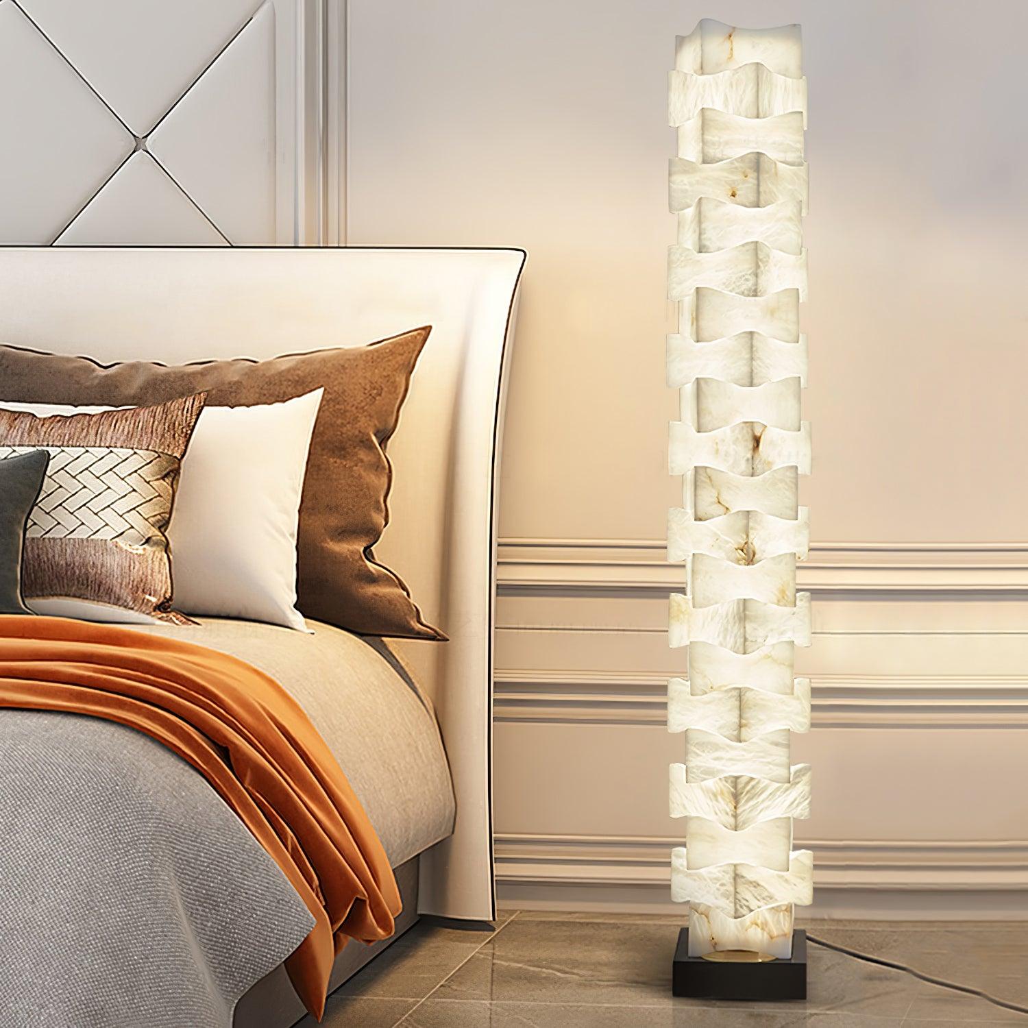Stacked Alabaster Squares Floor Lamp - L 11 " x W 7.1 " x H 63 " / L 28cm x W 18cm x H 160cmWarm LightUS PlugBlushlighting