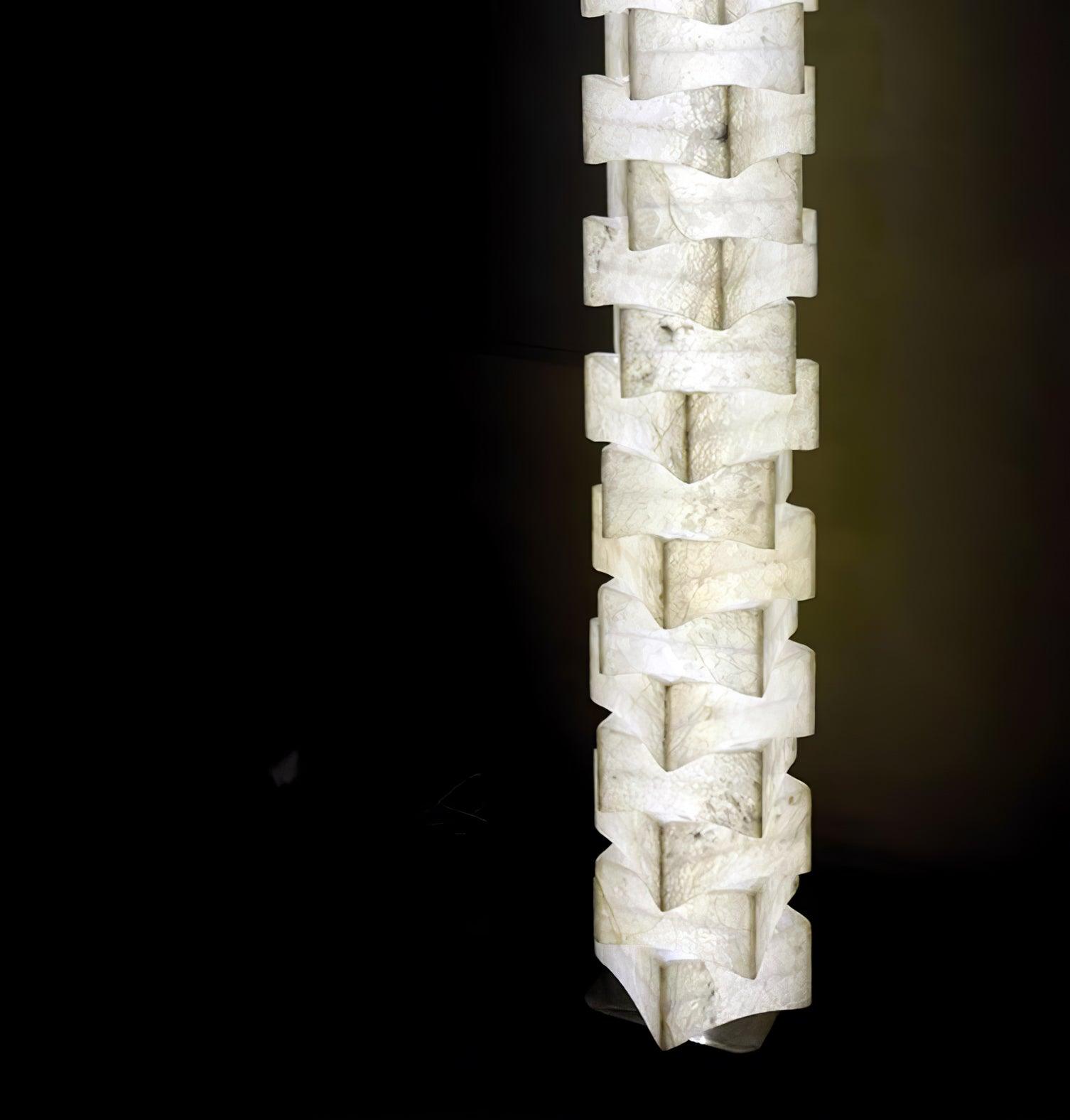 Stacked Alabaster Squares Floor Lamp - L 11 " x W 7.1 " x H 63 " / L 28cm x W 18cm x H 160cmWarm LightUS PlugBlushlighting