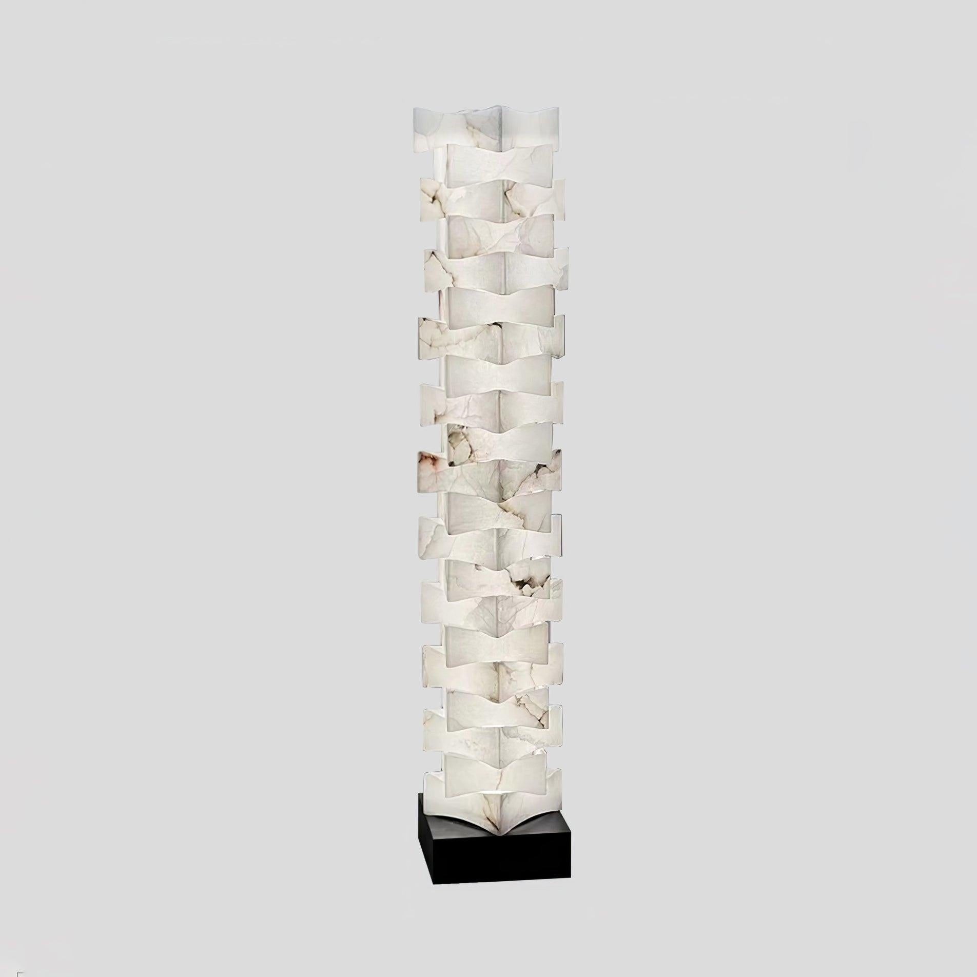 Stacked Alabaster Squares Floor Lamp - L 11 " x W 7.1 " x H 63 " / L 28cm x W 18cm x H 160cmWarm LightUS PlugBlushlighting