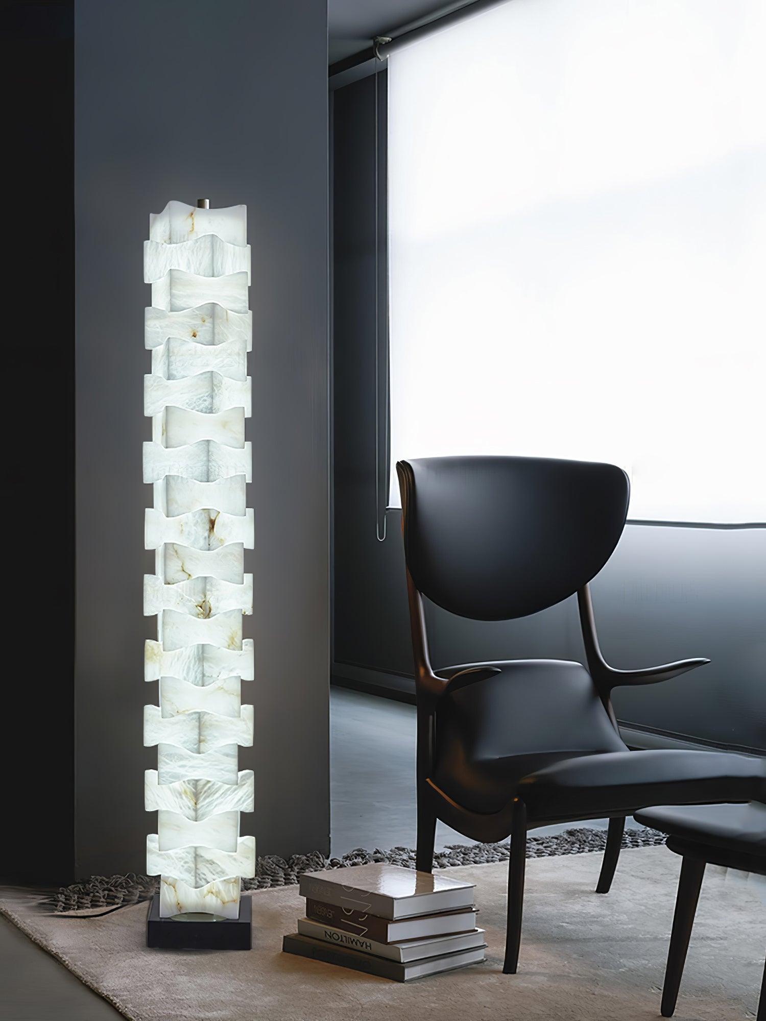 Stacked Alabaster Squares Floor Lamp - L 11 " x W 7.1 " x H 63 " / L 28cm x W 18cm x H 160cmWarm LightUS PlugBlushlighting