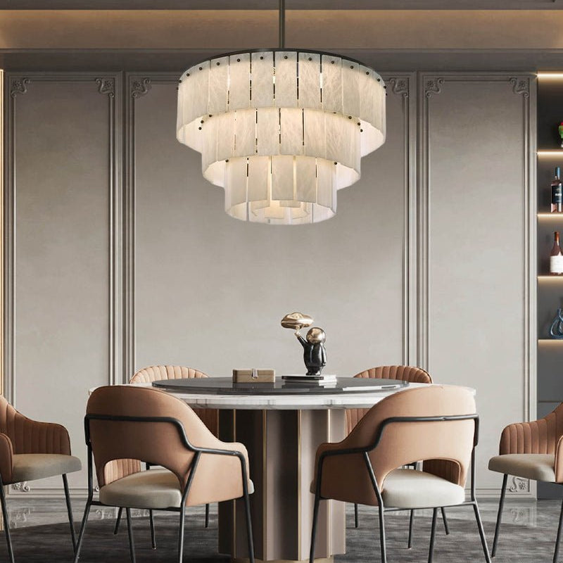 Stairwell Luxury Modern LED High Ceiling Large Alabaster Chandelier - 14 - light - L60*H45CM/L23.62"*H17.72"Warm lightWhite + BrassBlushlighting