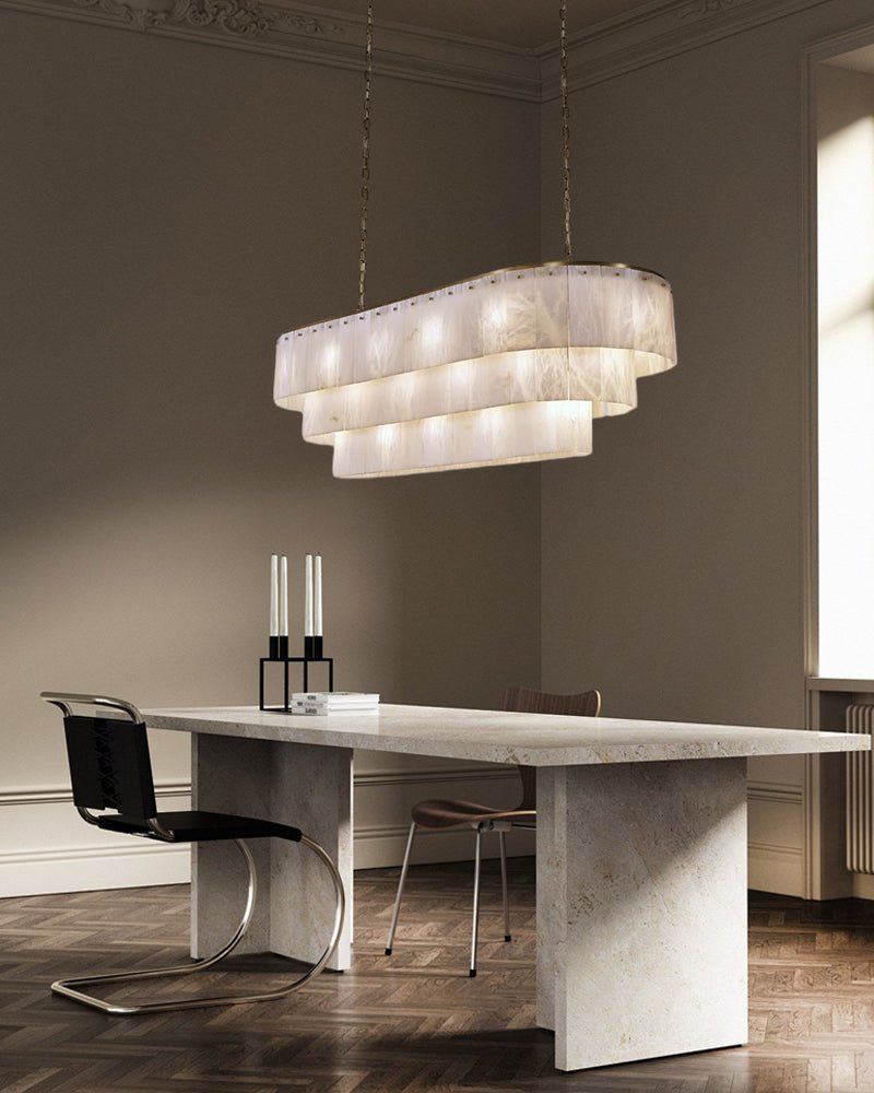 Stairwell Luxury Modern LED High Ceiling Large Alabaster Chandelier - 14 - light - L60*H45CM/L23.62"*H17.72"Warm lightWhite + BrassBlushlighting