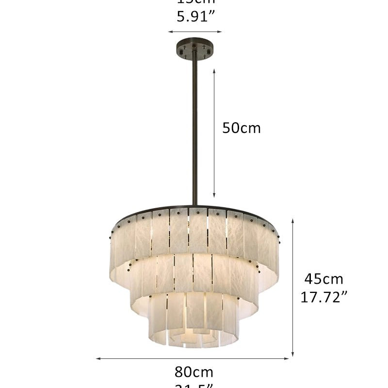 Stairwell Luxury Modern LED High Ceiling Large Alabaster Chandelier - 23 - light - L80*H45CM/L31.5“*H17.72"Warm lightWhite + BrassBlushlighting