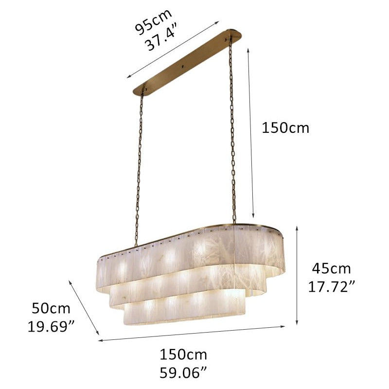 Stairwell Luxury Modern LED High Ceiling Large Alabaster Chandelier - 30 - light - L150*W50*H45CM/L59.06“*W19.69“*H17.72"Warm lightWhite + BrassBlushlighting