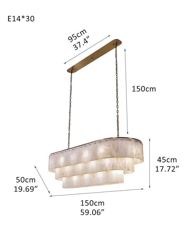 Stairwell Luxury Modern LED High Ceiling Large Alabaster Chandelier - 30 - light - L150*W50*H45CM/L59.06“*W19.69“*H17.72"Warm lightWhite + BrassBlushlighting