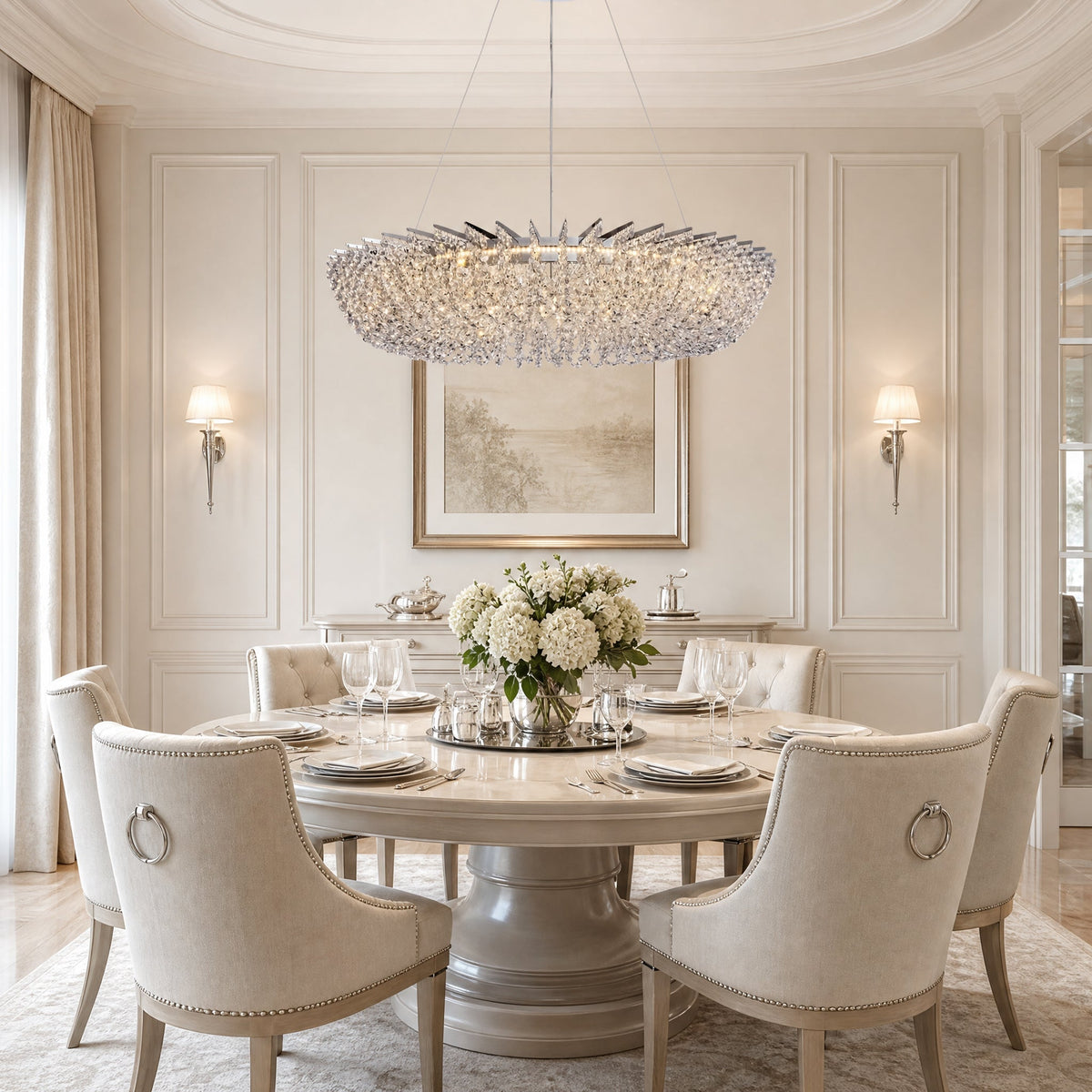Stella Round Crystal Chandelier - Ø39.4" × H7.3" (Ø100 × H18.6 cm)Blushlighting