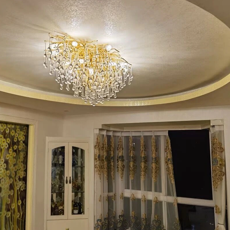 Stunning Tree Branch Crystal Chandelier with Clear Teardrop-shaped for Living/Dining Room-Chandeliers-Blushlighting