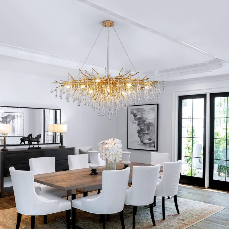 Stunning Tree Branch Crystal Chandelier with Clear Teardrop-shaped for Living/Dining Room-Chandeliers-Blushlighting