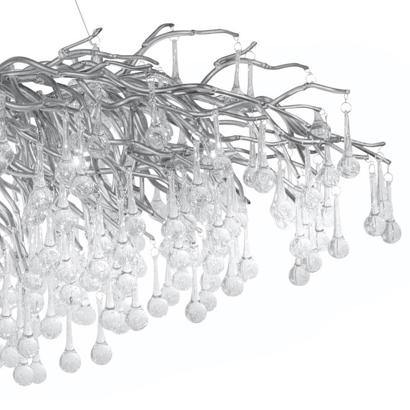 Stunning Tree Branch Crystal Chandelier with Clear Teardrop - shaped for Living/Dining Room - Rectangle L39.4”*W25.6”*H25.6”/10 Lights/27kgChromeWarm LightBlushlighting