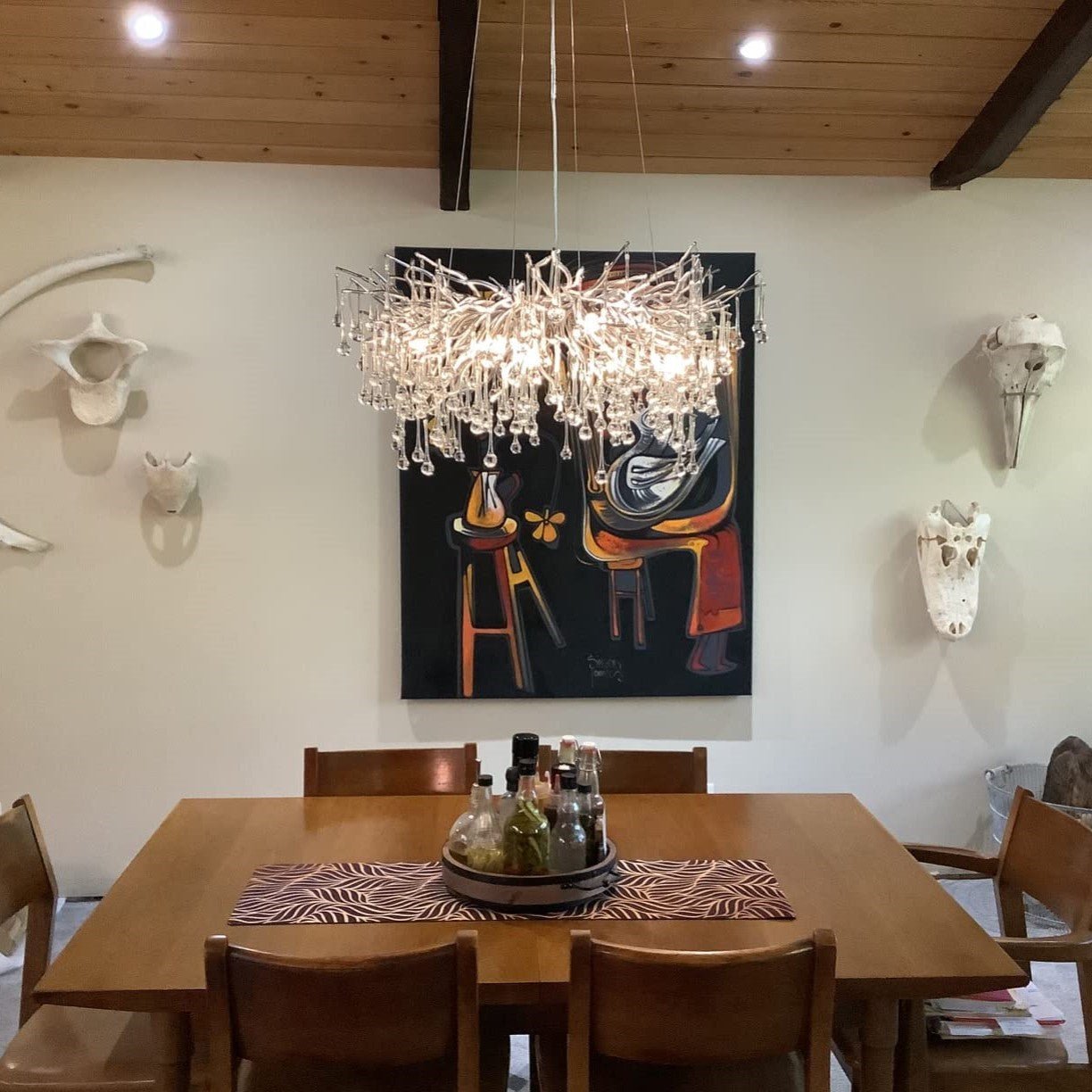 Stunning Tree Branch Crystal Chandelier with Clear Teardrop - shaped for Living/Dining Room - Round D25.6”*H15.8”/8 LightsChromeWarm LightBlushlighting