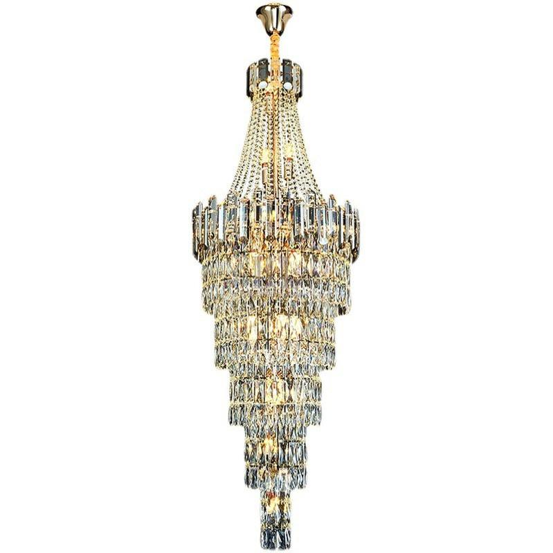 Stylish Foyer Long Staircase Chandelier Large Crystal Ceiling Lighting Fixture For Living Room Decoration-Chandeliers-Blushlighting-Blushlighting