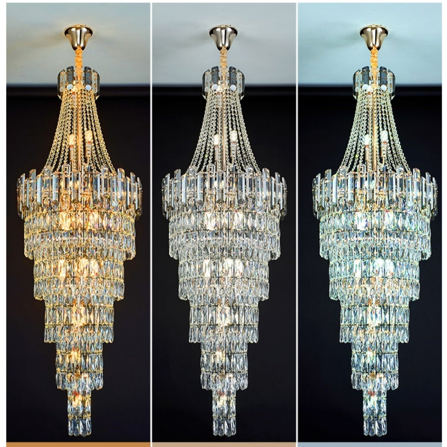 Stylish Foyer Long Staircase Chandelier Large Crystal Ceiling Lighting Fixture For Living Room Decoration-Chandeliers-Blushlighting-Blushlighting
