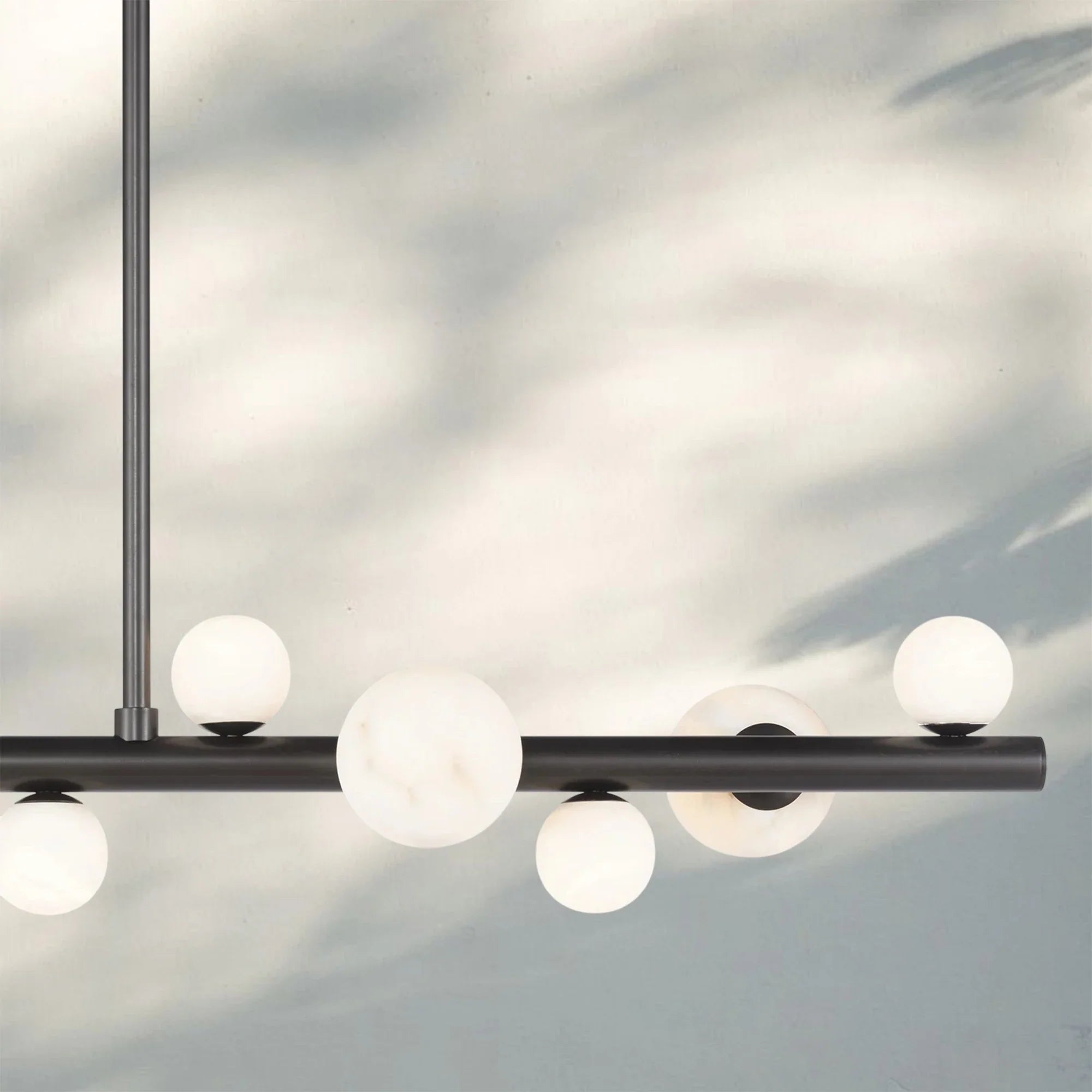 Stylox Linear Alabaster Ball Chandelier-chandeliers for dining room,chandeliers for stairways,chandeliers for foyer,chandeliers for bedrooms,chandeliers for kitchen,chandeliers for living room-Blushlighting