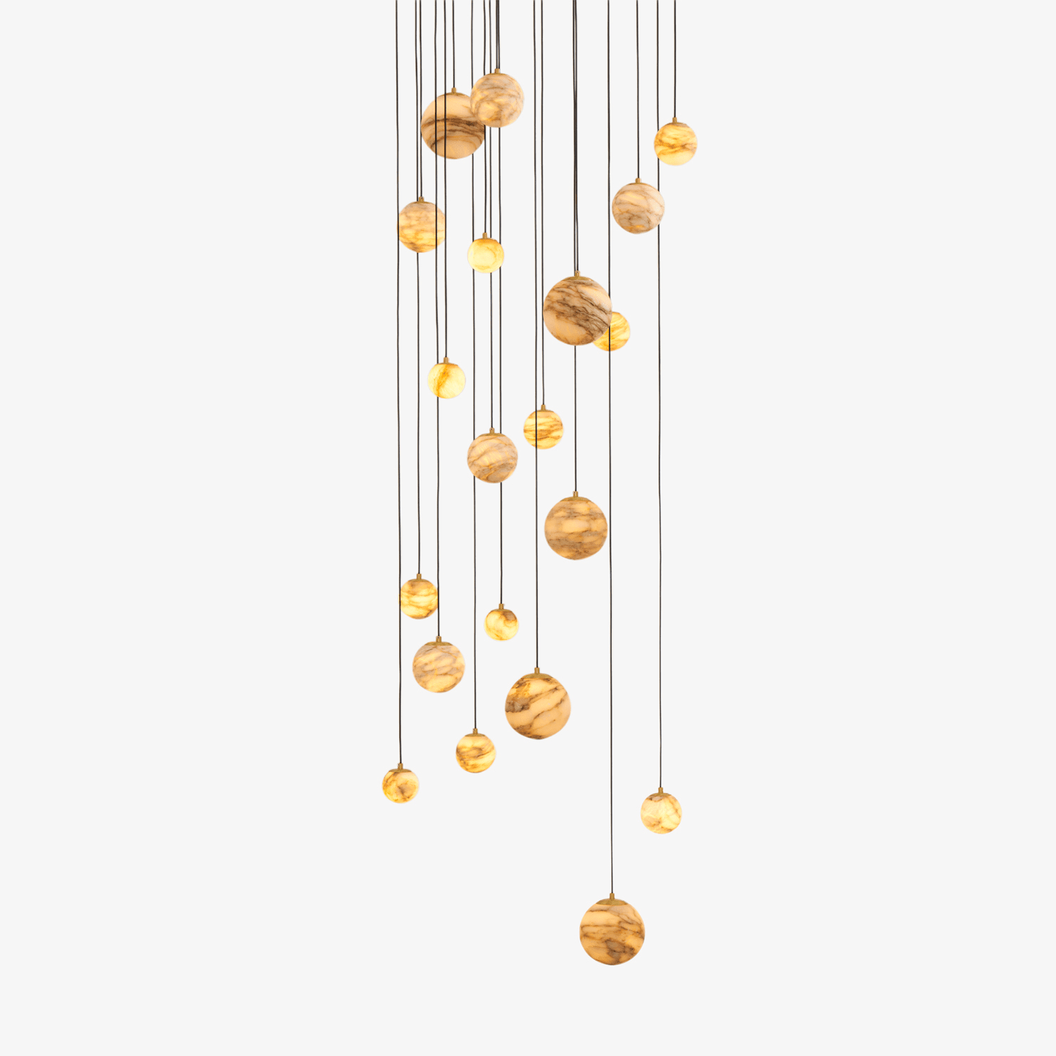Sultana Alabaster Cluster Chandelier - 3 - Lights Size: ∅ 7.9″ x H 78.7″Gold & Natrue Alabaster ColorBlushlighting