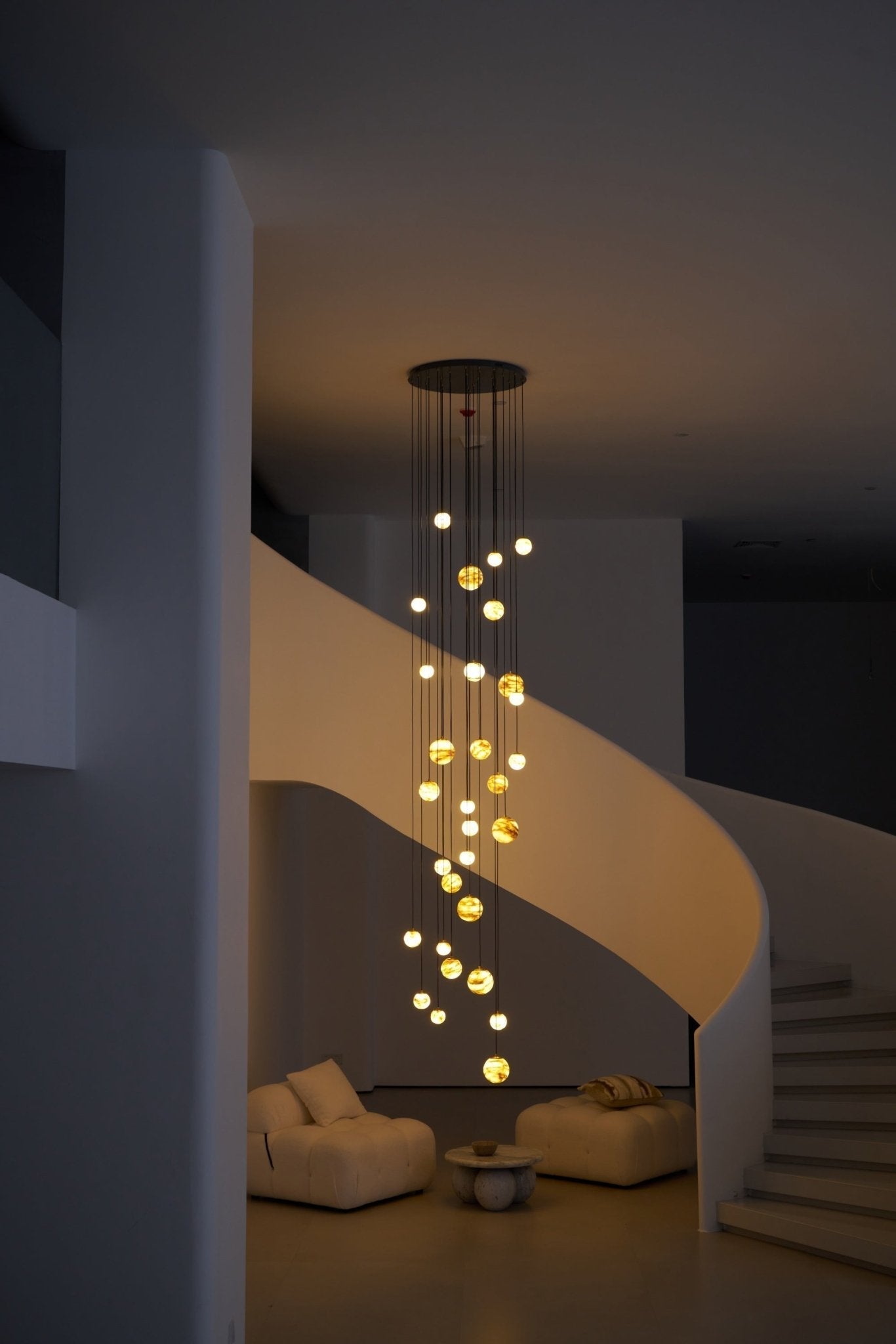 Sultana Alabaster Cluster Chandelier - 3 - Lights Size: ∅ 7.9″ x H 78.7″Gold & Natrue Alabaster ColorBlushlighting