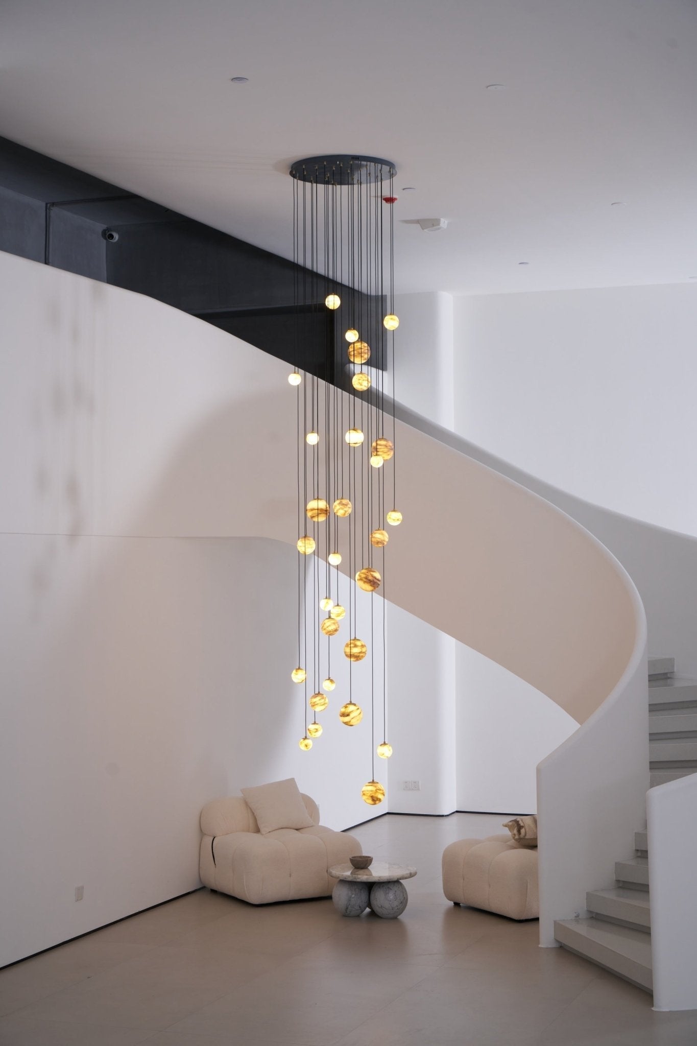 Sultana Alabaster Cluster Chandelier - 3 - Lights Size: ∅ 7.9″ x H 78.7″Gold & Natrue Alabaster ColorBlushlighting