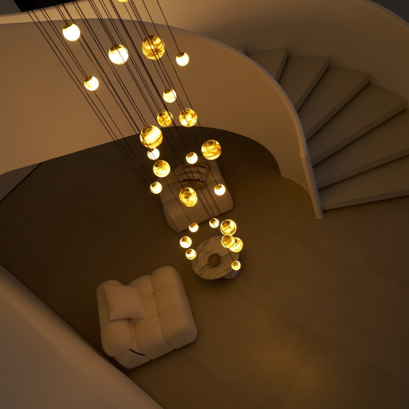 Sultana Alabaster Cluster Chandelier - 3 - Lights Size: ∅ 7.9″ x H 78.7″Gold & Natrue Alabaster ColorBlushlighting