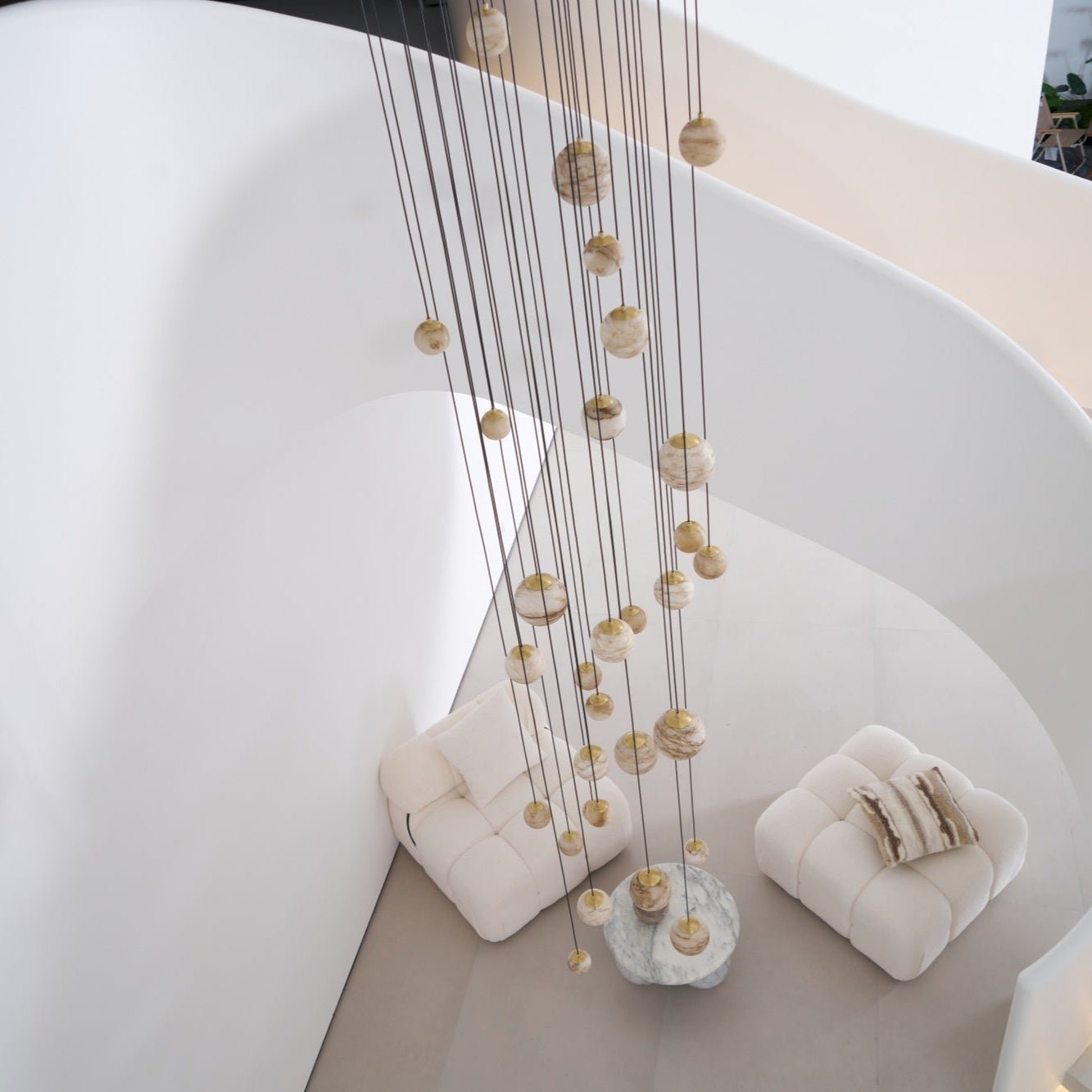 Sultana Alabaster Cluster Chandelier - 3 - Lights Size: ∅ 7.9″ x H 78.7″Gold & Natrue Alabaster ColorBlushlighting