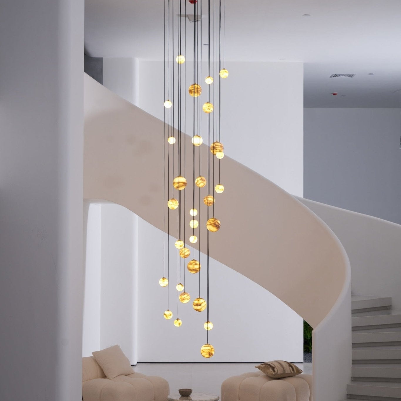 Sultana Alabaster Cluster Chandelier - 3 - Lights Size: ∅ 7.9″ x H 78.7″Gold & Natrue Alabaster ColorBlushlighting