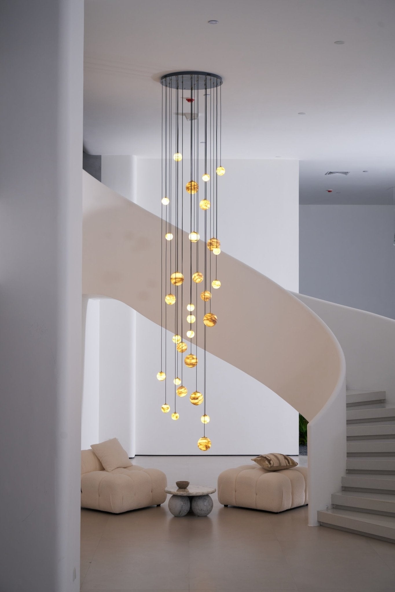 Sultana Alabaster Cluster Chandelier - 3 - Lights Size: ∅ 7.9″ x H 78.7″Gold & Natrue Alabaster ColorBlushlighting