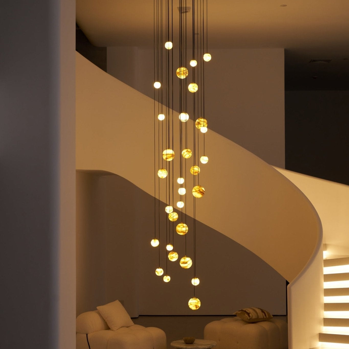 Sultana Alabaster Cluster Chandelier - 3 - Lights Size: ∅ 7.9″ x H 78.7″Gold & Natrue Alabaster ColorBlushlighting