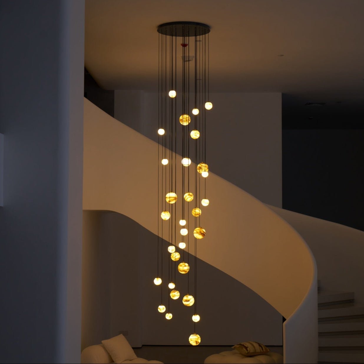 Sultana Alabaster Cluster Chandelier - 3 - Lights Size: ∅ 7.9″ x H 78.7″Gold & Natrue Alabaster ColorBlushlighting