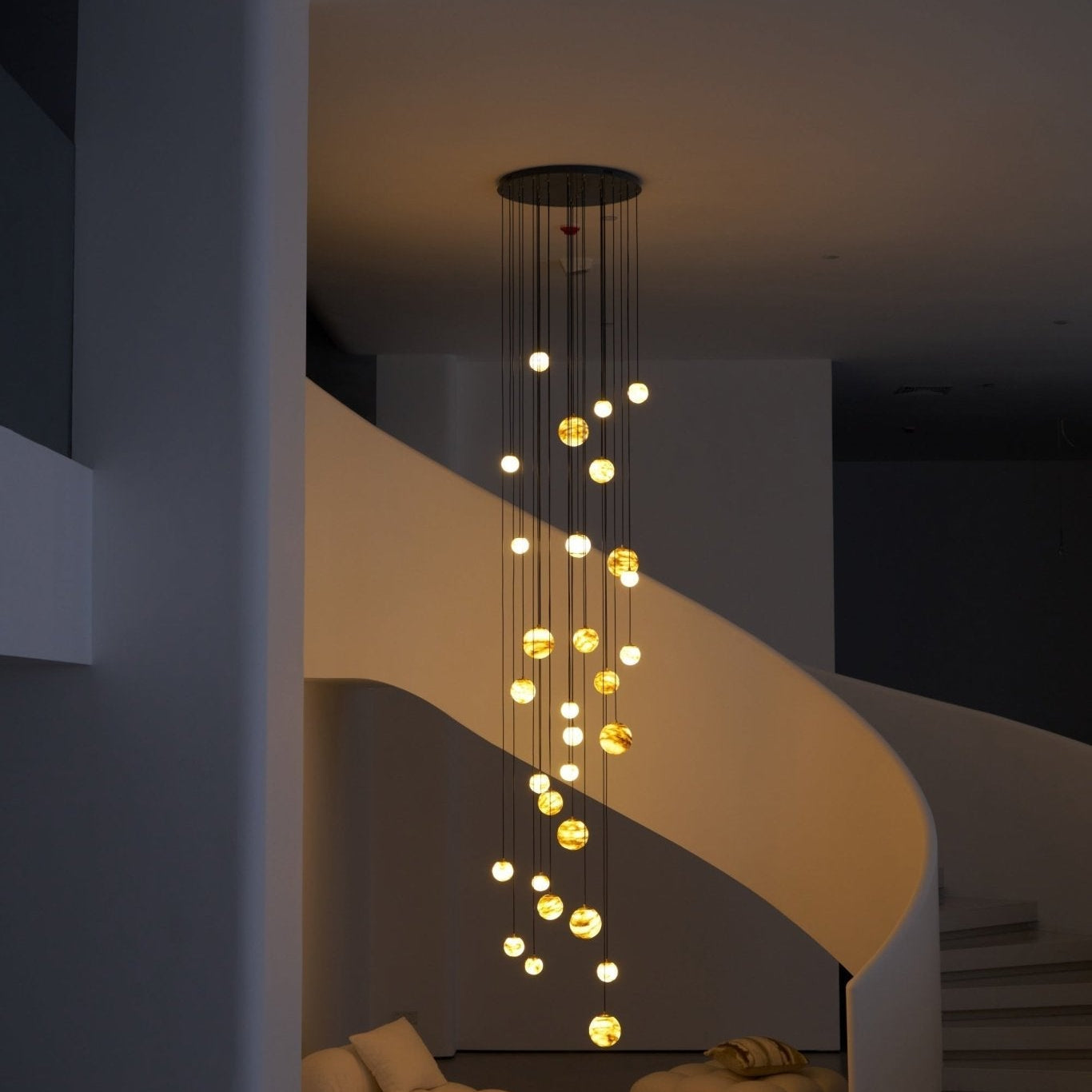 Sultana Alabaster Cluster Chandelier - 3 - Lights Size: ∅ 7.9″ x H 78.7″Gold & Natrue Alabaster ColorBlushlighting