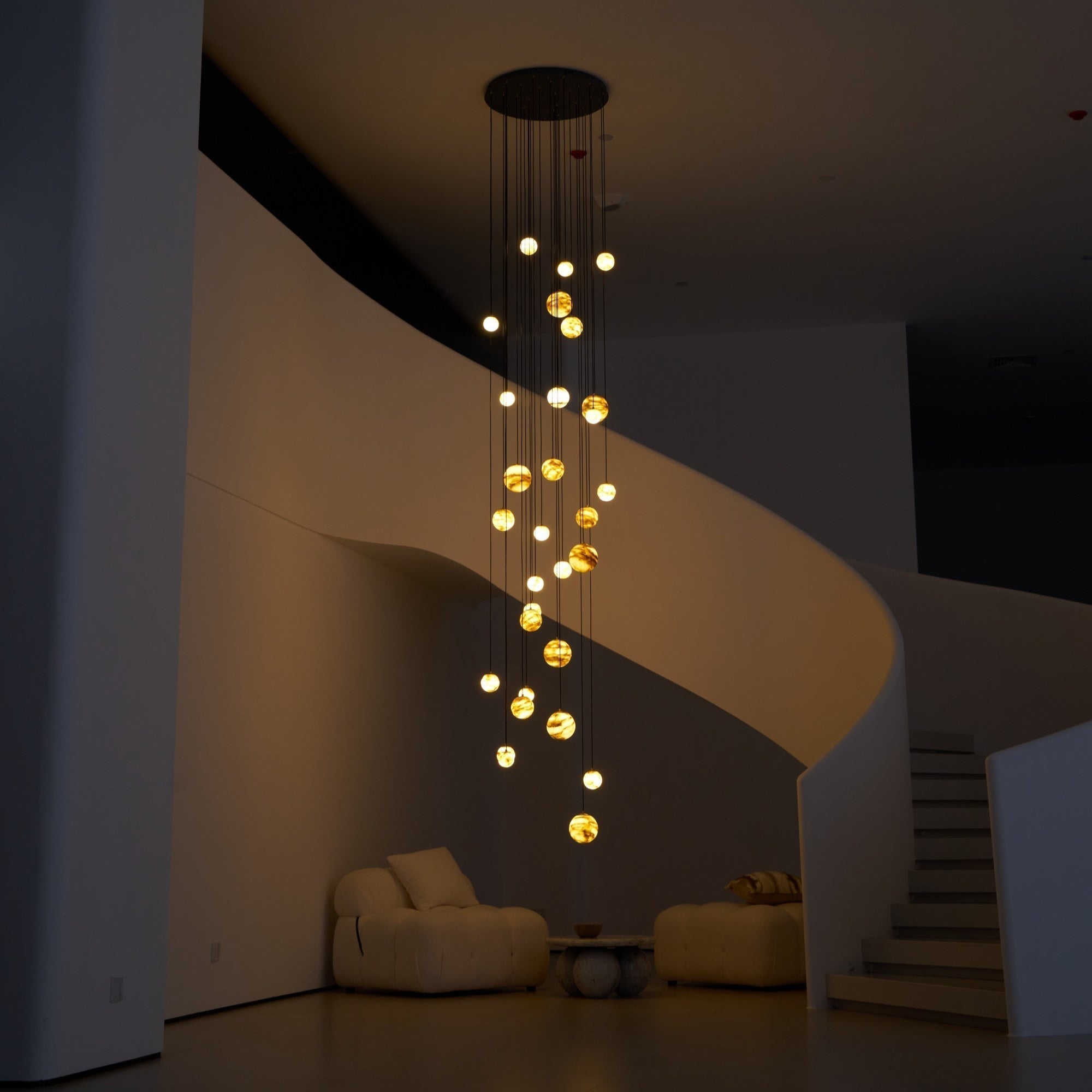 Sultana Alabaster Cluster Chandelier - 3 - Lights Size: ∅ 7.9″ x H 78.7″Gold & Natrue Alabaster ColorBlushlighting