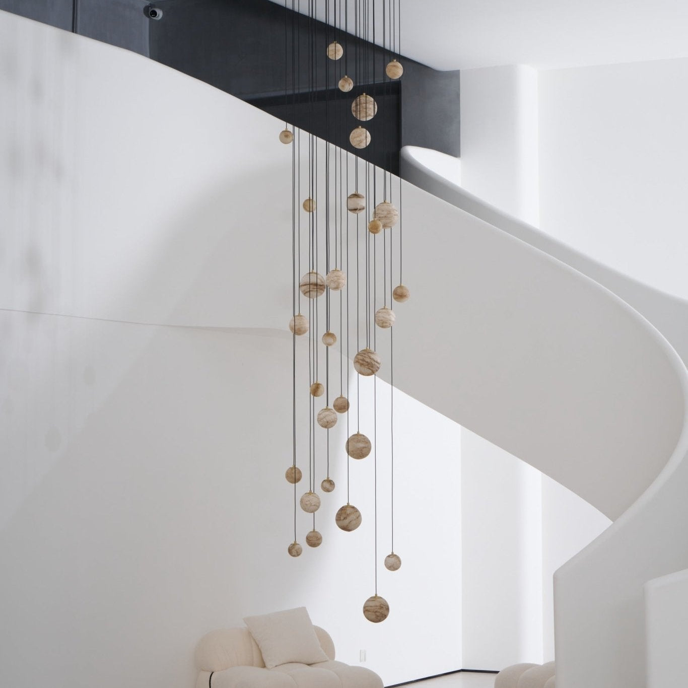 Sultana Alabaster Cluster Chandelier - 3 - Lights Size: ∅ 7.9″ x H 78.7″Gold & Natrue Alabaster ColorBlushlighting