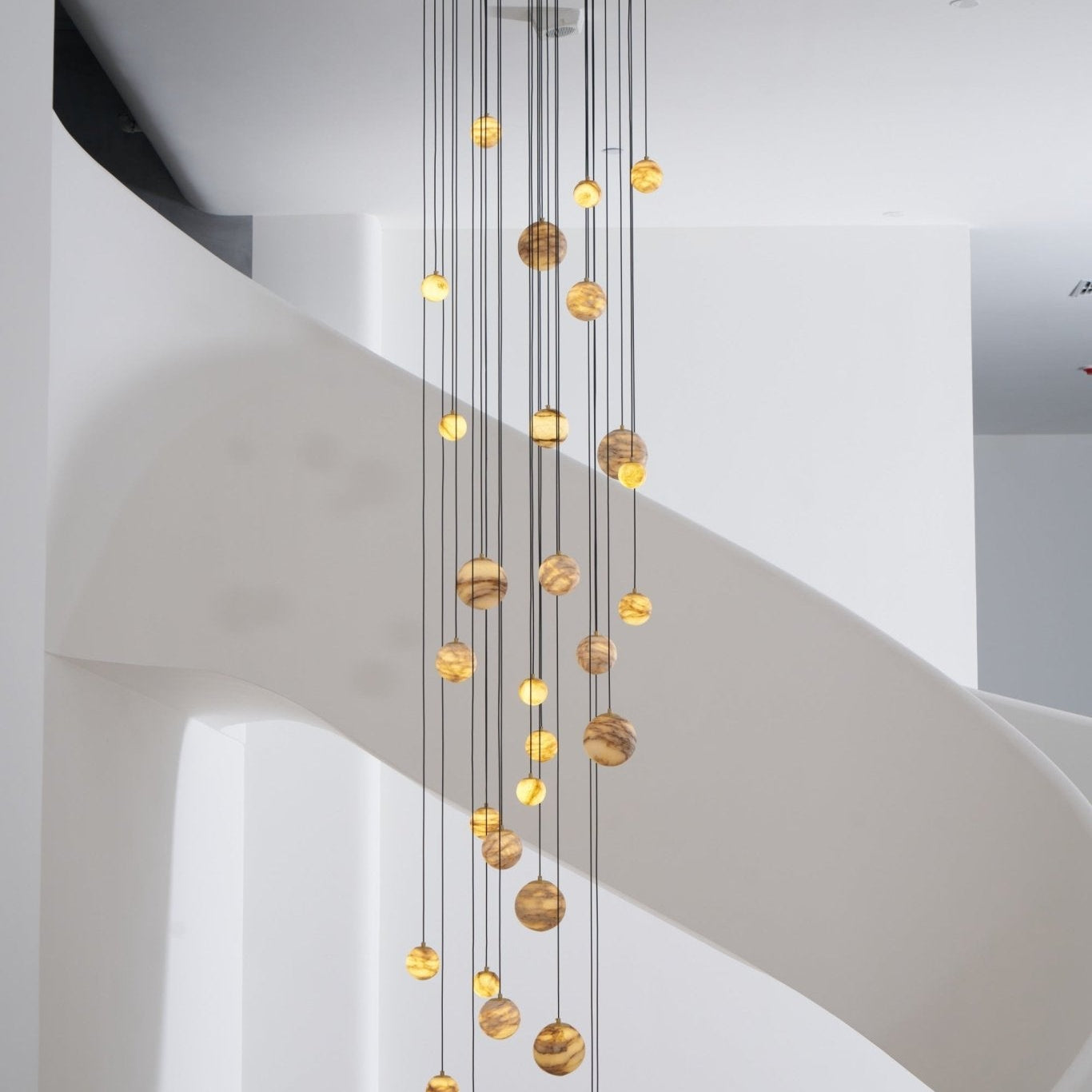Sultana Alabaster Cluster Chandelier - 3 - Lights Size: ∅ 7.9″ x H 78.7″Gold & Natrue Alabaster ColorBlushlighting