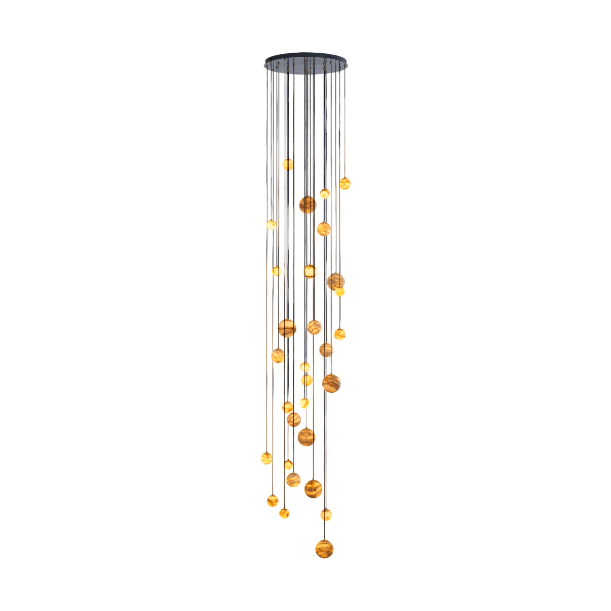 Sultana Alabaster Cluster Chandelier - 30 - Lights Size: ∅ 23.6″ x H 157.5″Gold & Natrue Alabaster ColorBlushlighting