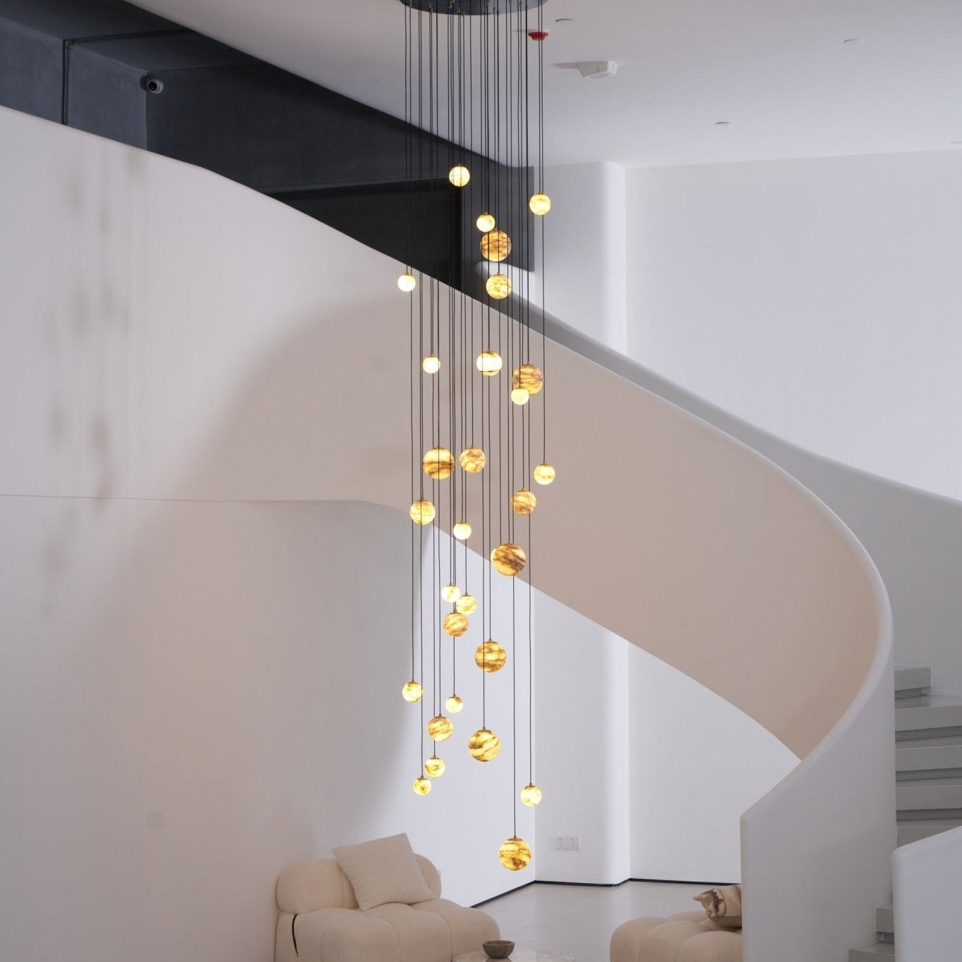 Sultana Alabaster Cluster Chandelier - 3 - Lights Size: ∅ 7.9″ x H 78.7″Gold & Natrue Alabaster ColorBlushlighting