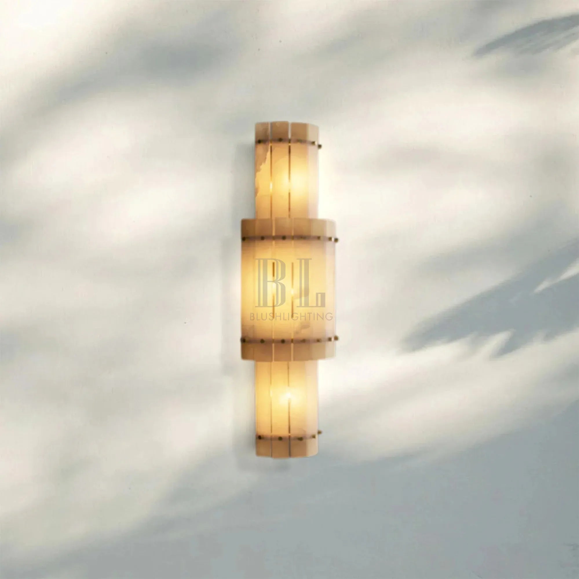 Sun Marco Alabaster Grand Round Sconce-Brass-