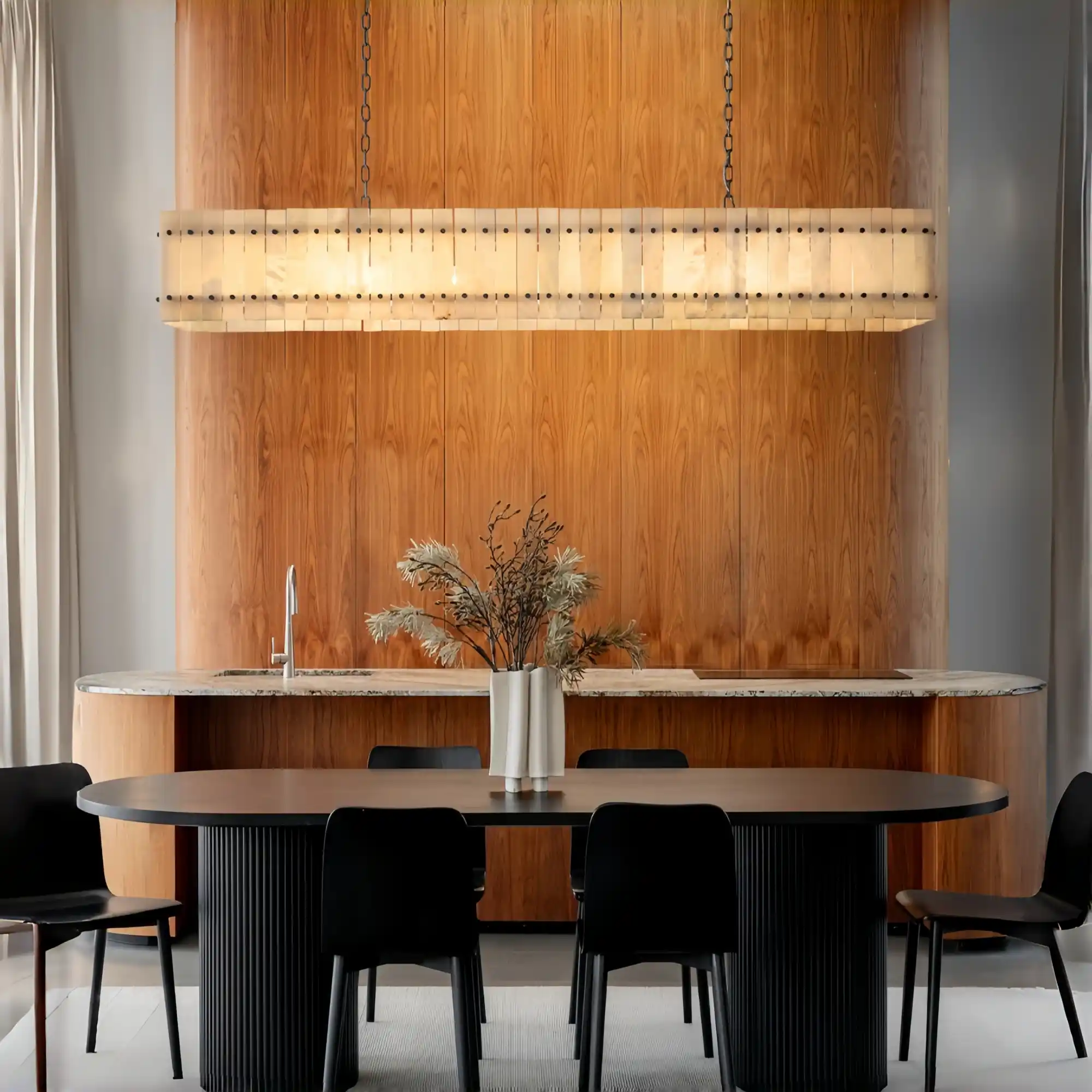 Sun Marco Alabaster Linear Chandelier 54" 72"-Blushlighting