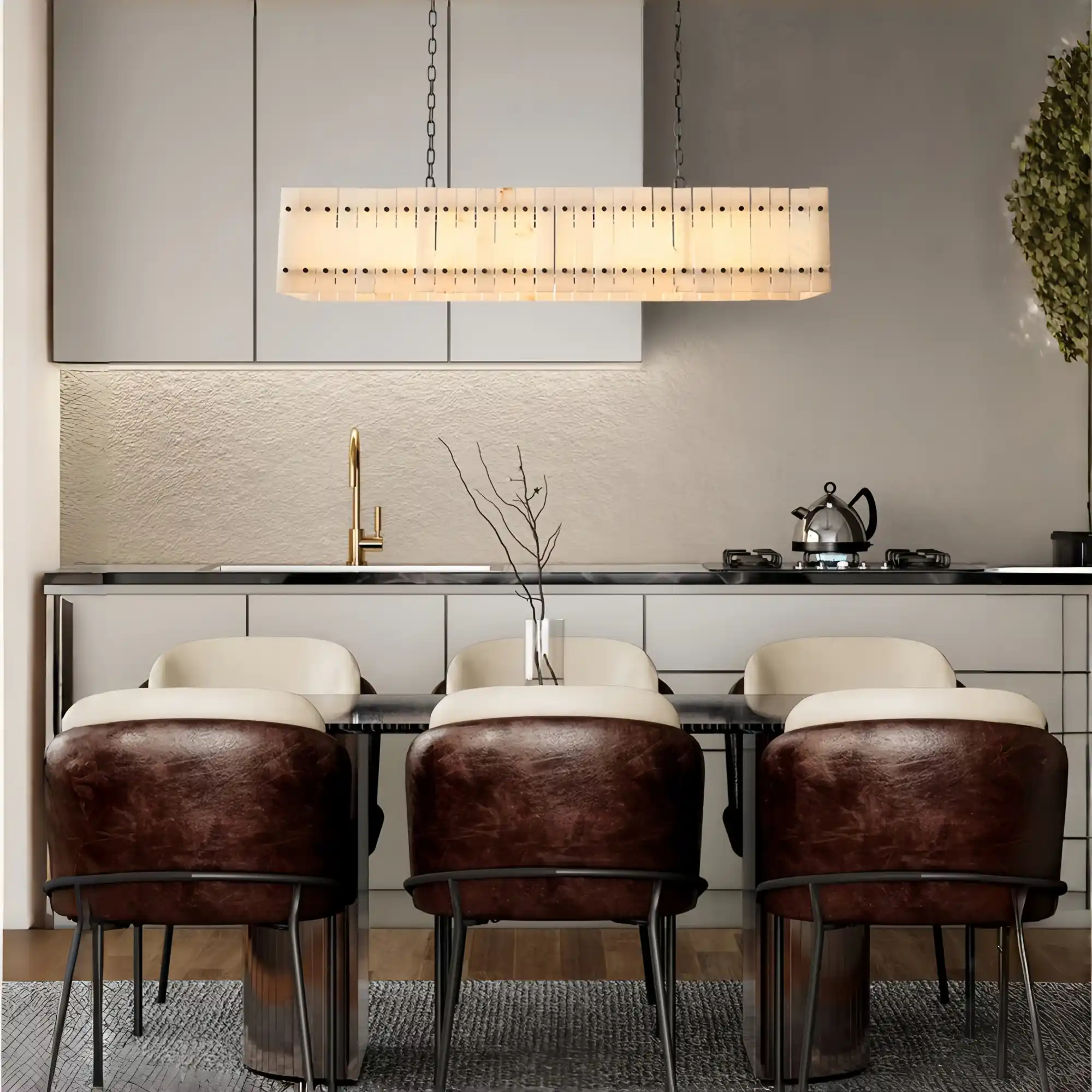 Sun Marco Alabaster Linear Chandelier 54" 72"-Blushlighting